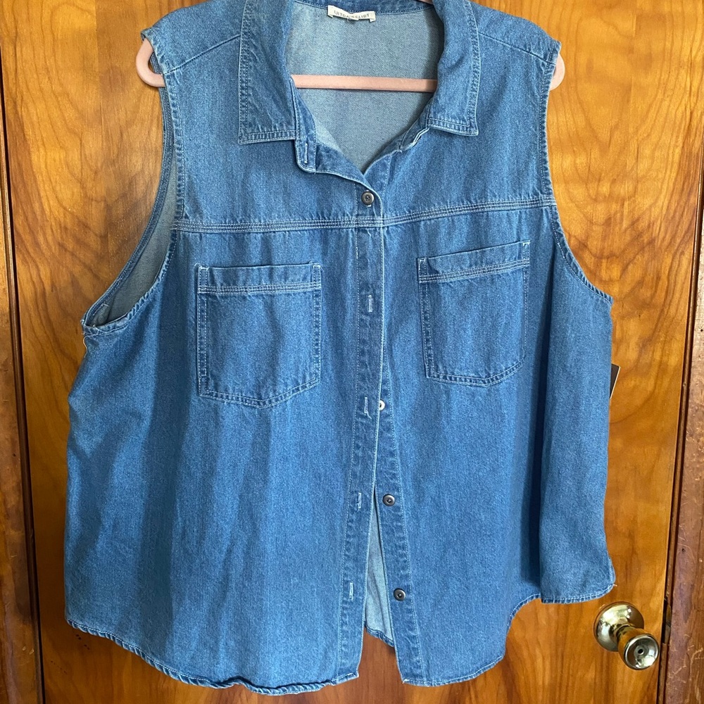Ultra Flirt Blue Denim Sleeveless Shirt
